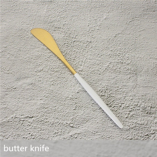 White Gold Cutlery Set