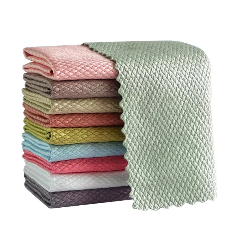 Wave Pattern Fish Scale Cloth Rag-5pcs