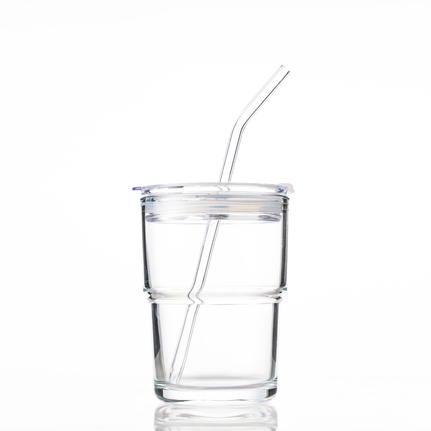 Striped Glass Cup with Lid & Straw