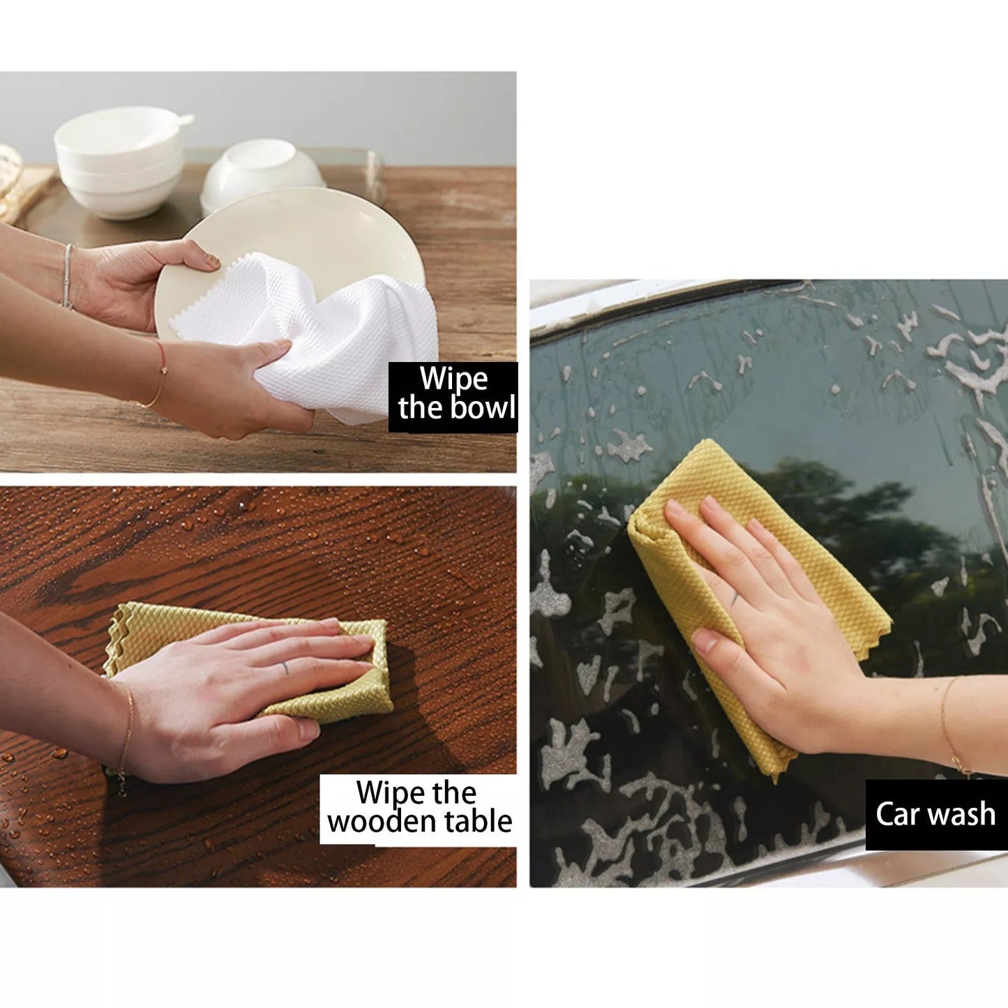 Wave Pattern Fish Scale Cloth Rag-5pcs