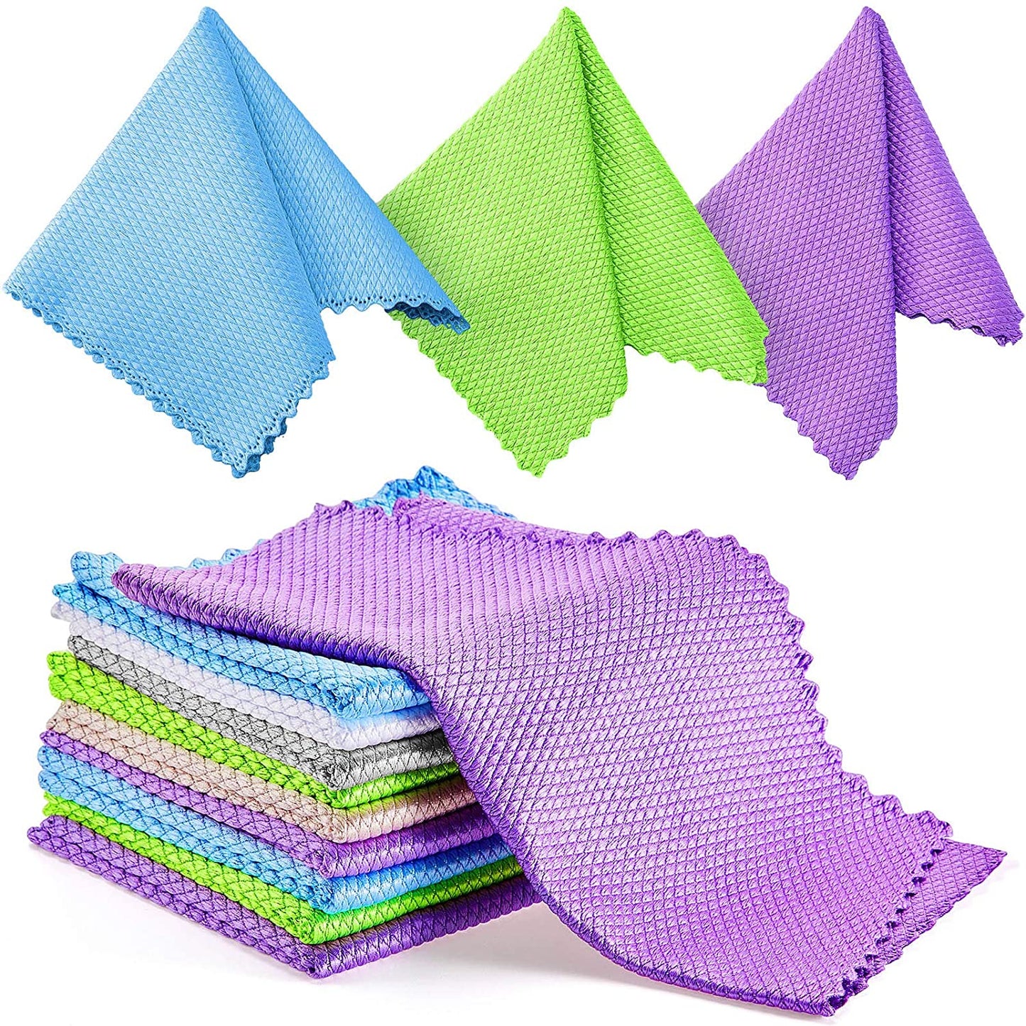 Wave Pattern Fish Scale Cloth Rag-5pcs