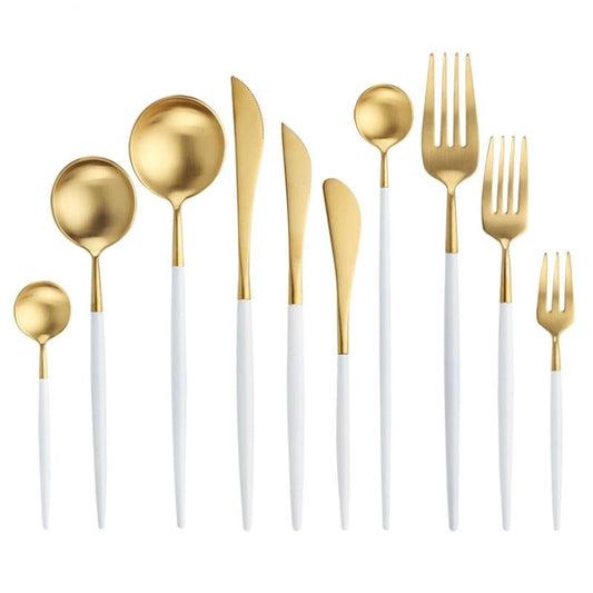 White Gold Cutlery Set