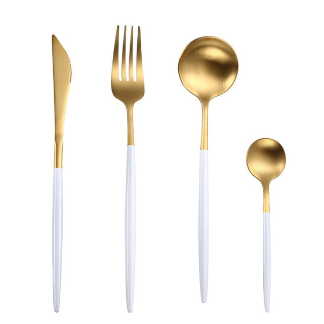 White Gold Cutlery Set