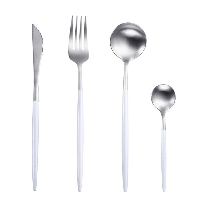 White Gold Cutlery Set